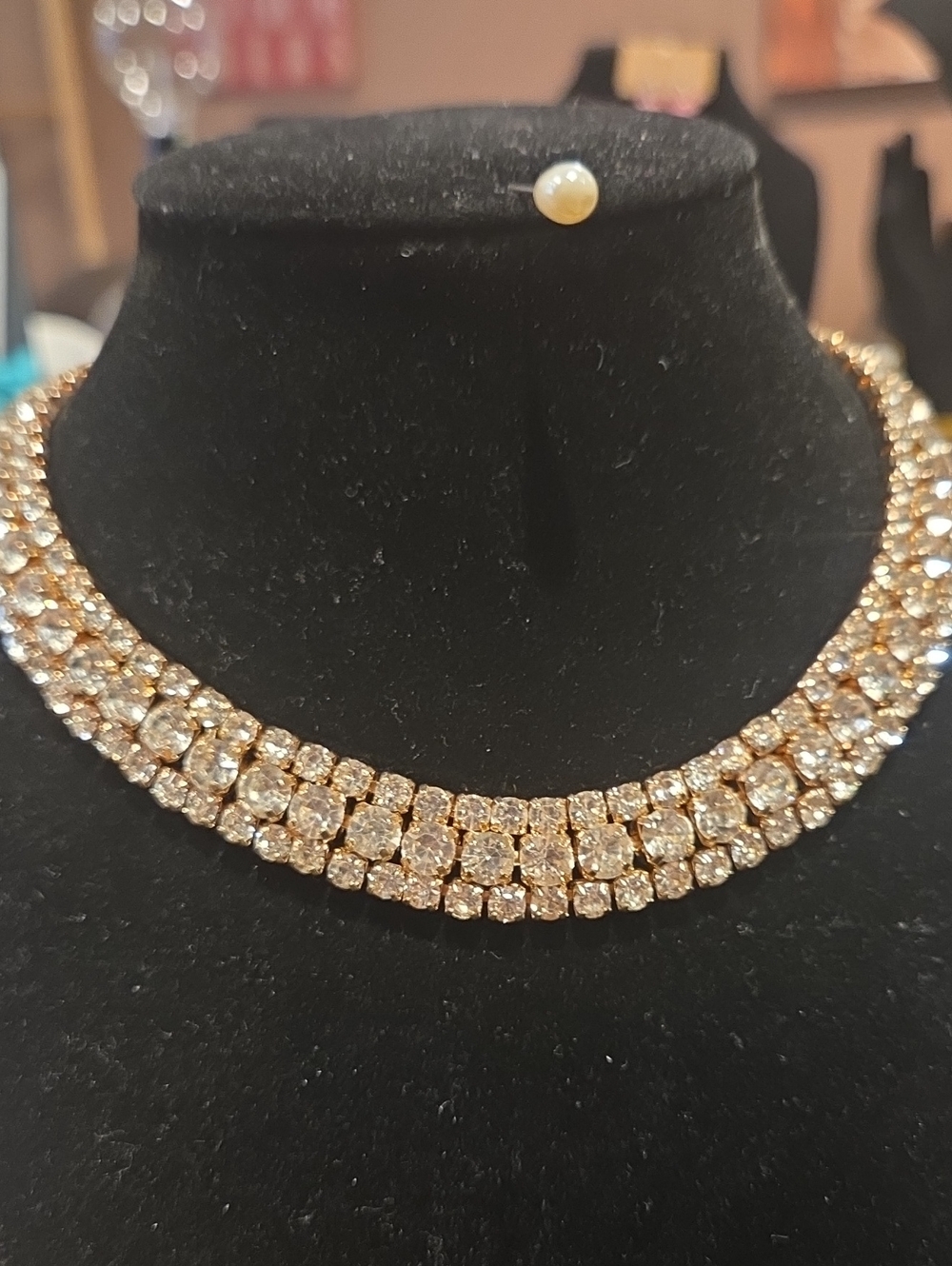 BaubleBar Gold Crystal Triple-Row Tennis Necklace